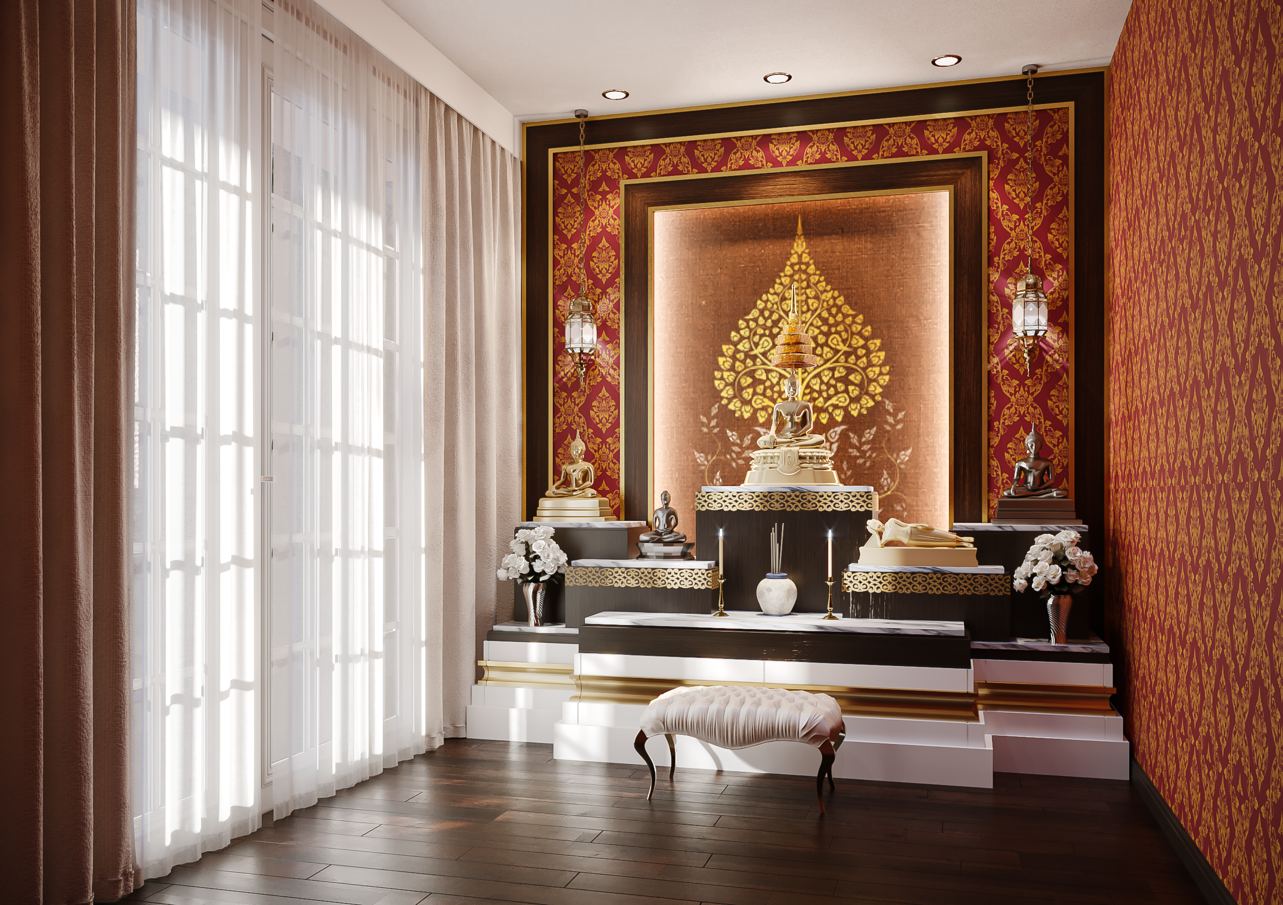 ห้องพระ ตกแต่งภายใน ออกแบบภายใน ออกแบบตกแต่งภายใน Interior Design