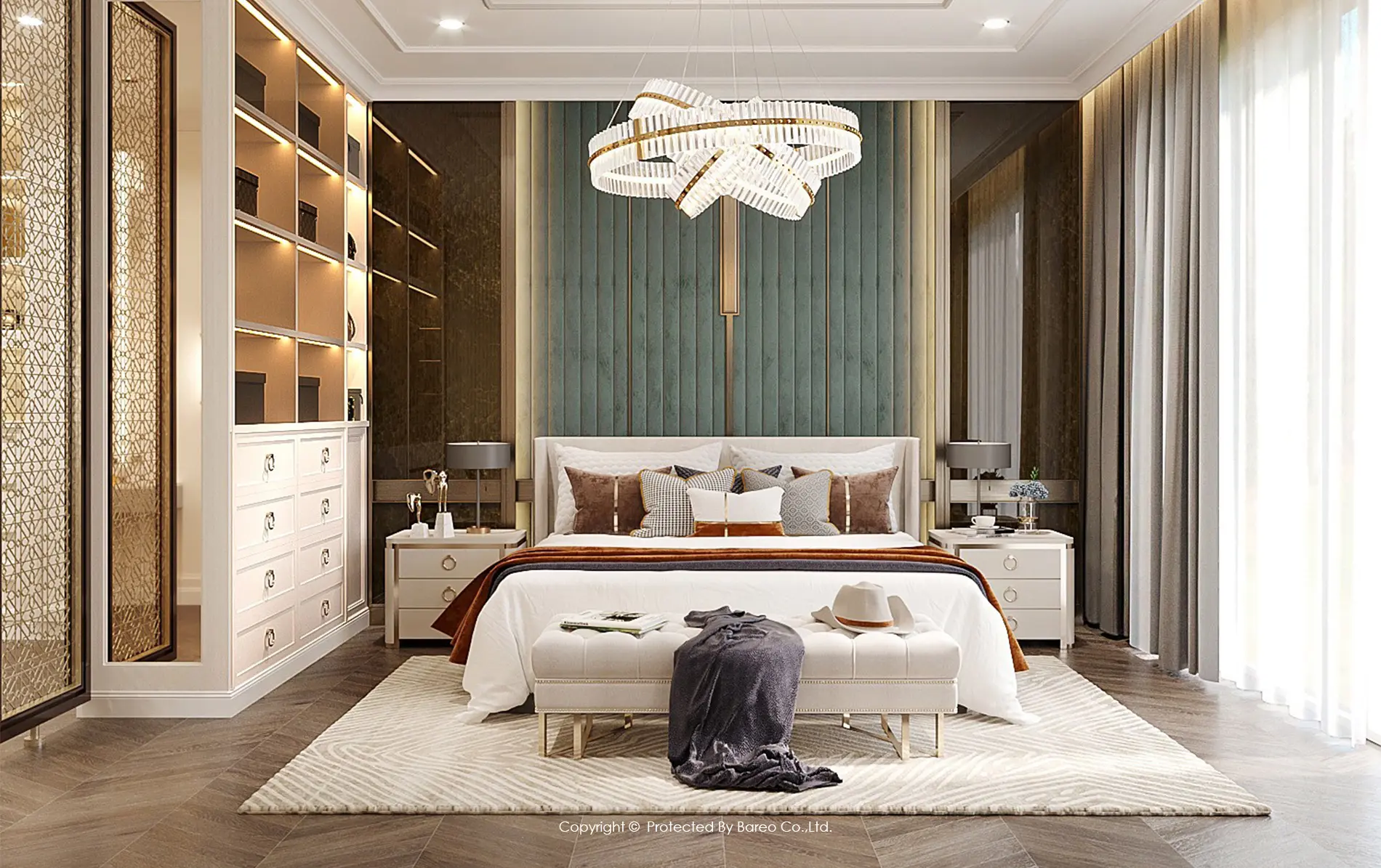 ผลงานออกแบบตกแต่งภายใน ห้องนอน เฟอร์นิเจอร์ Built-in แผ่นไม้ E0 | Bareo Top 5 Interior Desing Thailand