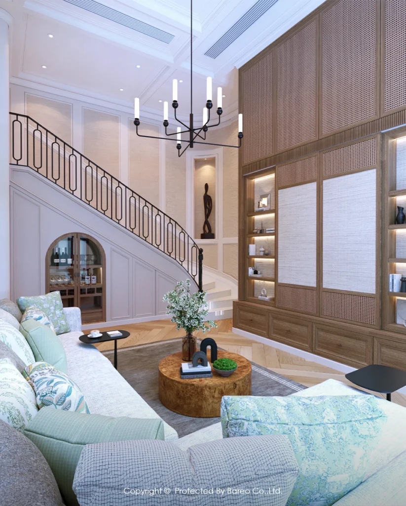 เทคนิคแต่งบ้าน Double Volume สไตล์ Luxury