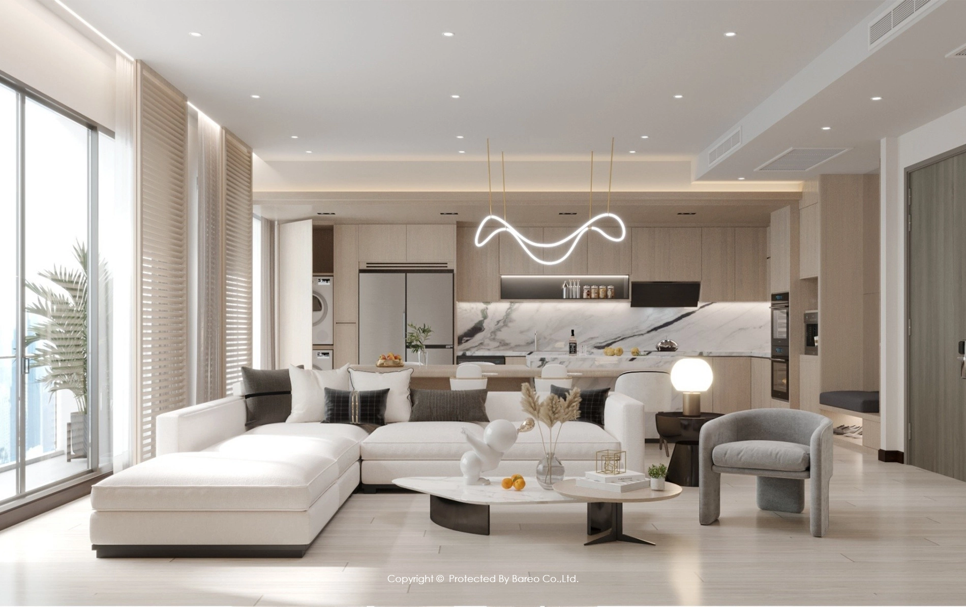 ออกแบบภายใน Open Plan จัดโซนบ้านหรูให้ลงตัว