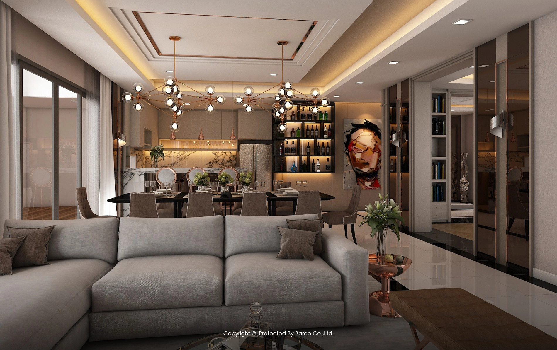ออกแบบภายใน Open Plan จัดโซนบ้านหรูให้ลงตัว